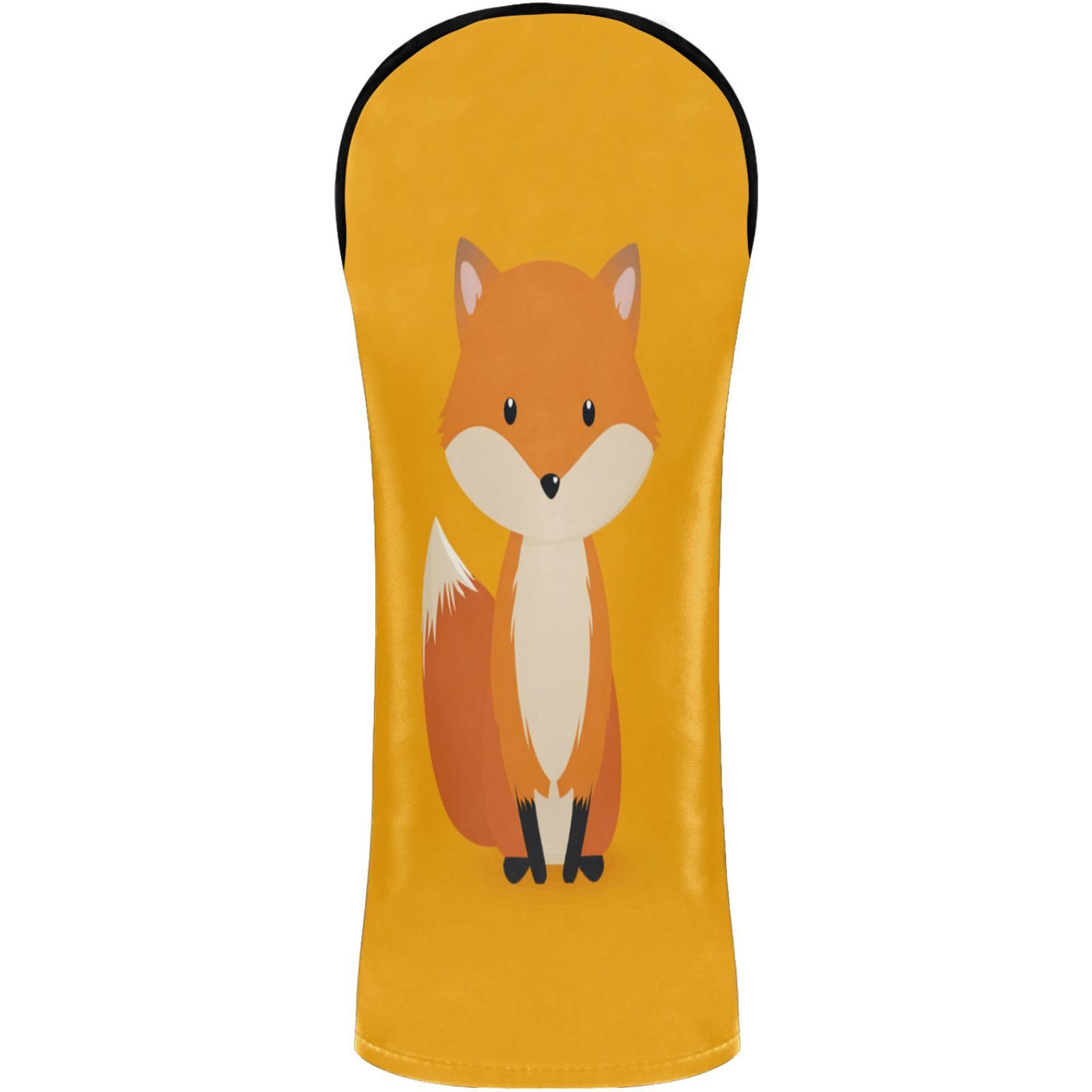 Golf Club Head Cover Headcover with Interchangeable No. Tags for Woods and Driver Fairway Hybrid Cute Fox Orange — image 1