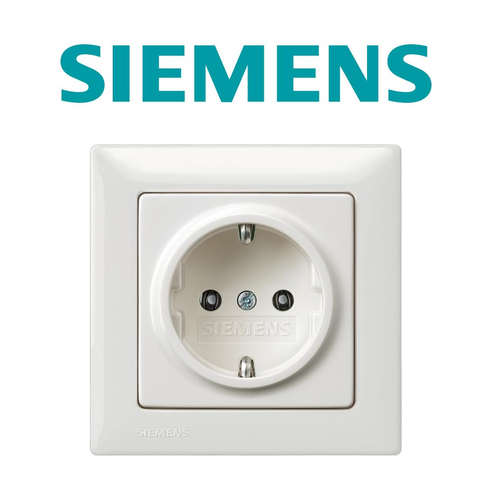 SIEMENS - Siemens kompletny zestaw gniazd wtykowych – gniazdo wtykowe Schuko i pojedyncza rama w kolorze tytanowej bieli, do podtynkowego, 5UB1511, 5TG2551-0