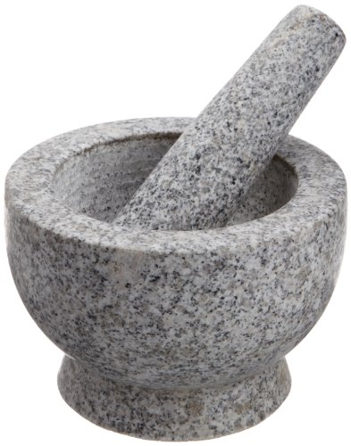 Cilio Atlas Granite Mortar and Pestle, 5-Inch by 5.25-Inch Diameter, White