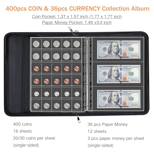 Álbum de monedas con seguridad ignífuga y 400 bolsillos 4