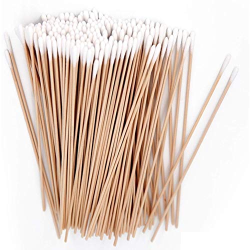 6 Inches Long Cotton Swabs 200PCS, Cleaning Cotton Sticks With Wood Handle for Oil Makeup Gun Applicators, Earwax, Eyeshadow Brush and Remover Tool, Q-tips Buds for Baby