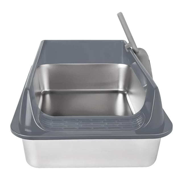 Caja de Arena para Gatos - Arenero para Gatos Cubierto Extragrande Cerrado con Bandeja de Acero Inoxidable…