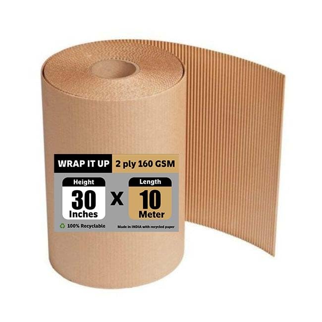 Image of WRAP IT UP Brown Corrugated Roll, 2 Ply, 160 /120 GSM, for Packaging (30 Inch * 10 Meter)