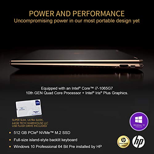 Image of HP Spectre x360 GEM Cut 13.3 inch FHD Touch Laptop, Intel i7-1065G7, 16GB RAM, 512GB SSD, Bang & Olufsen, Fingerprint Reader, HP Stylus, Nightfall Black, Win 10 Pro, 64GB TechWarehouse Flash Drive