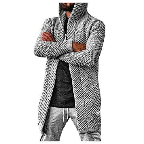 Ymosrh Men's Gray Long Sleeve Hooded Cardigan,...