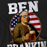 Popfunk Ben Franklin Drankin T Shirt – Funny Patriotic Drinking Humor Tee for Men or Women, Unisex Adult, Black, Large