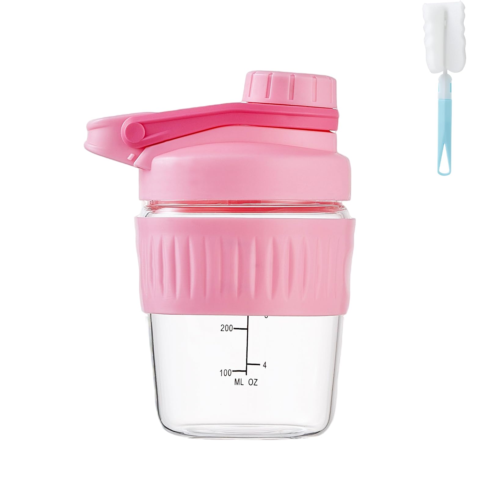 16oz Glass Shaker Bottle for Protein, Small Borosilicate Glass Protein Powder Leak-Proof Shaker Cup Mixes with 304 Blending Ball(16oz,Black) — view 11