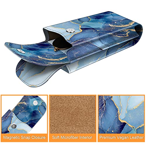 Image of FINTIE Double Glasses Case with Carabiner Hook, Portable Vegan Leather Eyeglass Case Anti-scratch Sunglasses Pouch