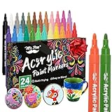 Mr. Pen- Acrylic Paint Markers, 24 Pack, Colorful, Paint Pens for Rock, Fabric, Wood, Glass, Craft, Decoration, Stocking Stuffers, Scrapbook Supplies, Art Supplies