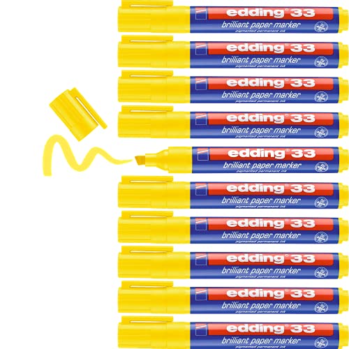 Marqueur permanent edding 33 jaune pour écrire de façon lisible et durable