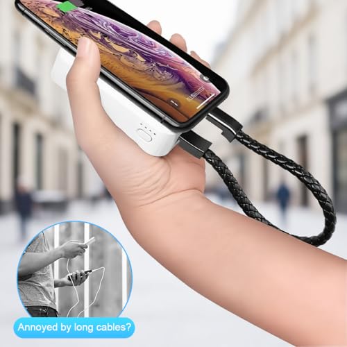 Image of ZORBES USB C to USB A Bracelet Charging Cable, 22.5 cm Portable USB Type C Fashion Leather Braided Wrist Strap Charging Data Transfer Short Cable, Black Bracelet for Men Women Jewellery Accessories