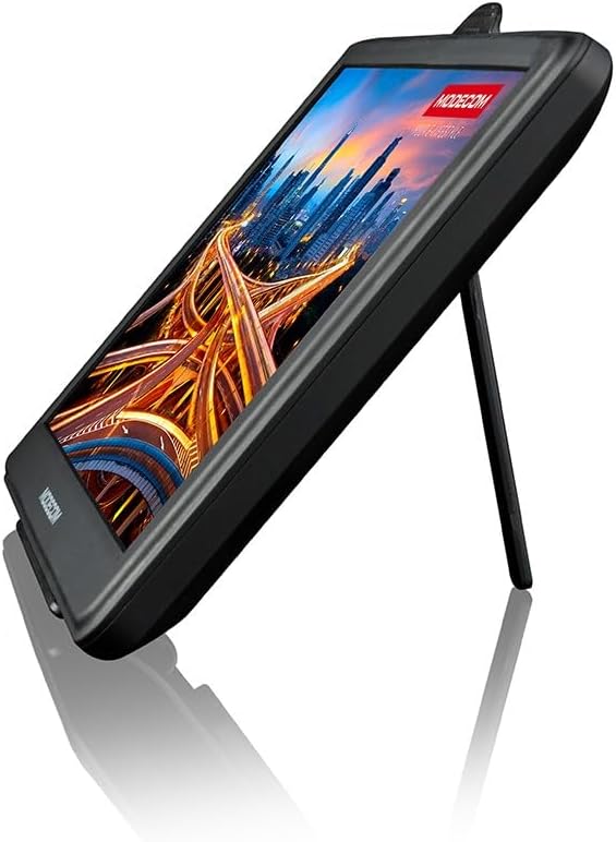 Modecom Freeway SX 7.2 IPS navigation device with a kickstand extended.