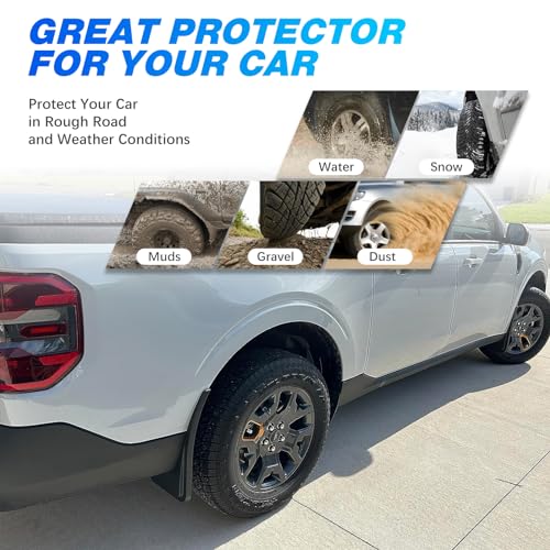 Image of 4PCS Black Car Mud Flaps Front and Rear Side Mudguard Splash Guards All Weather Mud Guards Flexible and Bendable Fender Flares Universal Auto Accessories Compatible with Pickup SUV Trucks