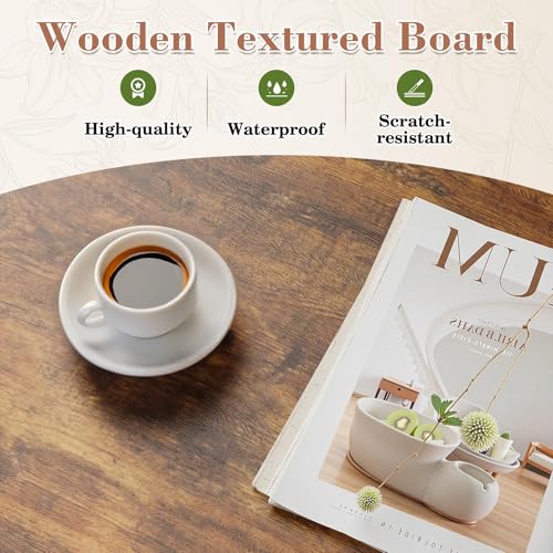 Image of OLIXIS Wooden Coffee Table, Lift Top Coffee Table with Large Hidden Compartment and Ample Storage Shelf, Lift Tabletop Dining Table for Living Room, Home Small Space, Rustic