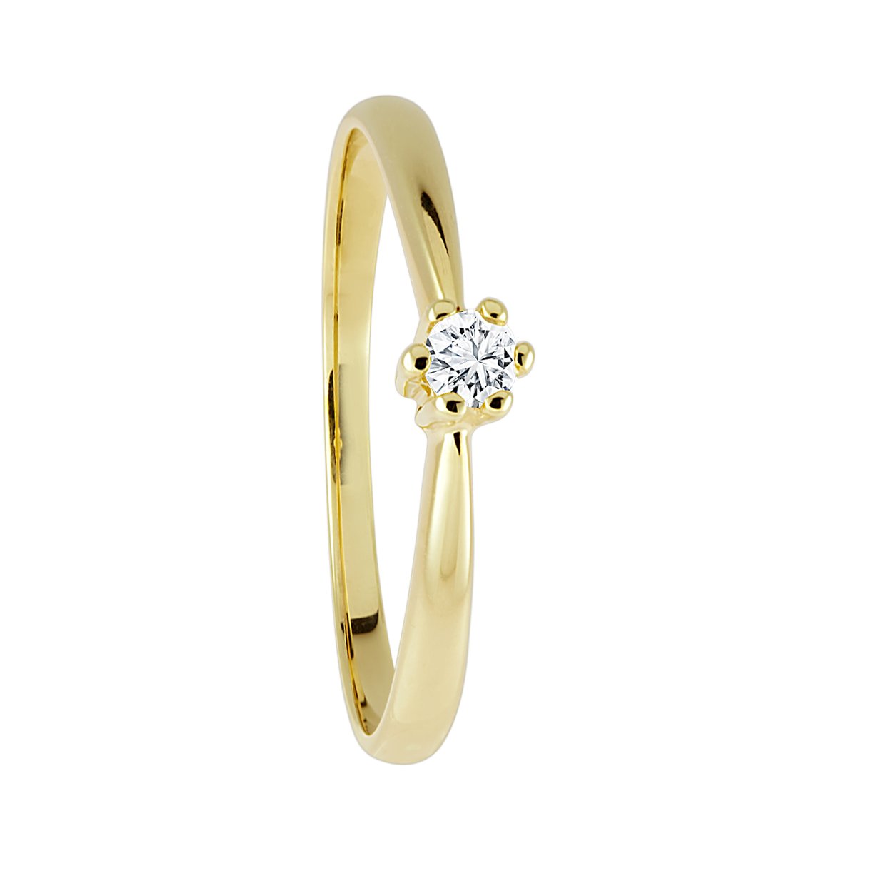 Women's Ring 375 Yellow Gold White Brilliant Cut Diamond (0.10 ct) – 122041