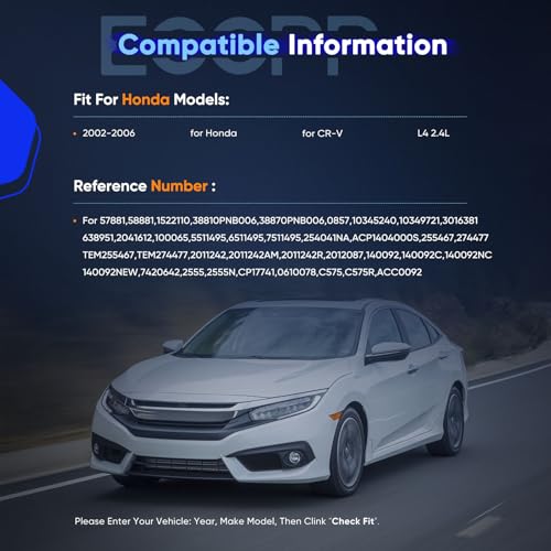 Image of ECCPP AC Compressor 2002-2006 for Honda CR-V CRV 2.4L AC Compressor with Clutch Rapid Cooling HS110R