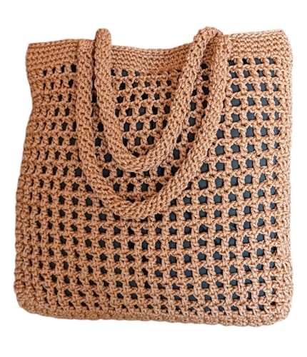 Bolsa de Crochê feminina mão/ombro fio Náutico sacola Praia