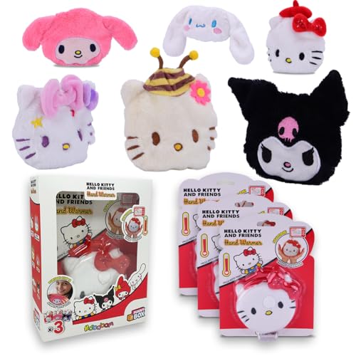 #sbabam Funny Box Hello Kitty Hand Warmer, Chauffe-Mains Micro-Ondes Portable et réutilisable, 3 pièces, Hello Kitty Gadget, Chauffe-Mains de Poche avec...