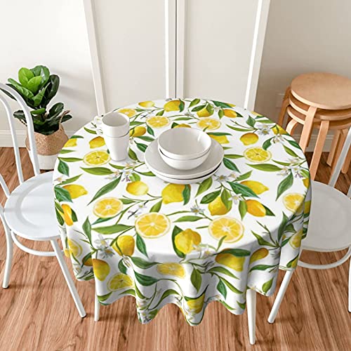 Suqkxco Lemon Round Tablecloth 60 Inch Summer Tablecloth 60 Inch Table Cover Anti-Wrinkle Waterproof Wipeable Tablecloth For Bbqs Garden Courtyards #TOP7