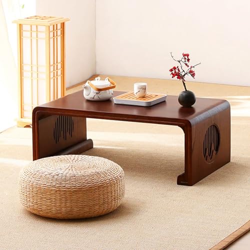 Rattan Bodenkissen Handgewebt Rund 45cm Japansstil Tatami Sitzkissen...
