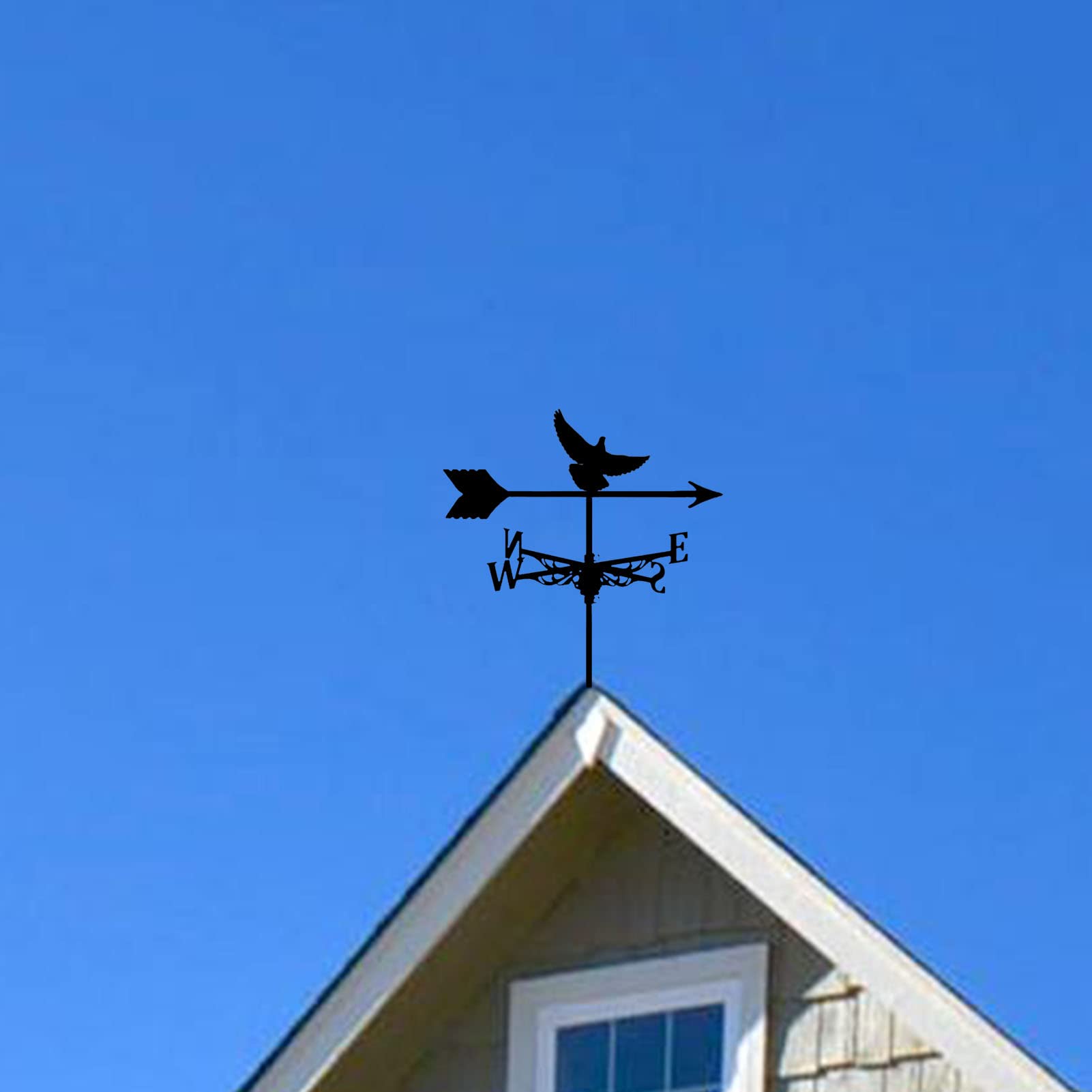 Windfahne, Vogel-Silhouette, Wetterfahne, schwarz, Retro-Windfahne, Dach, installieren Sie Metall-Windrichtungsanzeiger für Garten, Terrasse, Bauernhof, Scheune, Garage, Outdoor-De