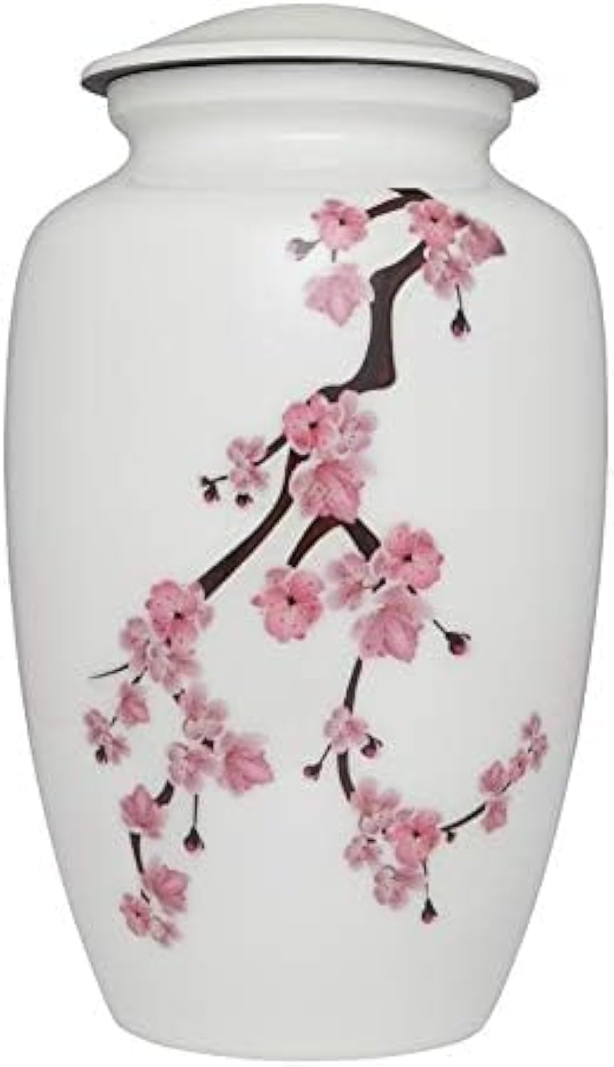 GO NAUTICAL INSTRUMENTS Pink Cherry Blossom Flowers Cremation Urn Human Ashes Memorial Burial, Funeral Urn 200 Cubic Inches