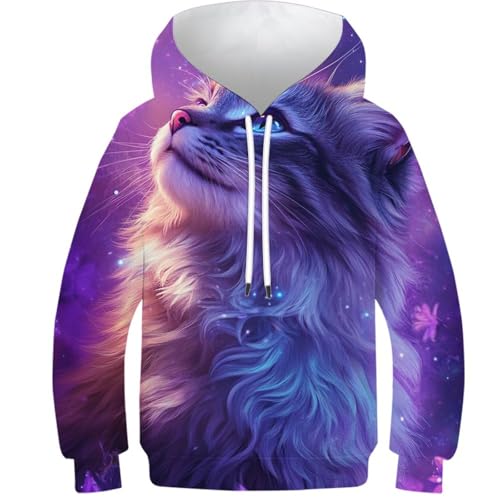 Sweat chat 3D ado sweat-shirt à capuche collège