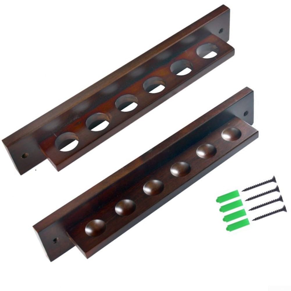 QOXEZY Soporte de madera para tacos de billar de billar montado en la pared con diseño compacto, perfecto para salas de juegos en casa, bares (rojo vino) — view 3