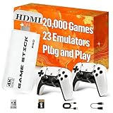 Retro Gaming Console Stick with 20,000+ Built in Games, 4K HDMI Plug & Play, 64GB Memory, Dual 2.4G Wireless Controllers with Lag-Free Connection, Supports Game Progress Save, Classic Emulator Console Gift for Family and Kids