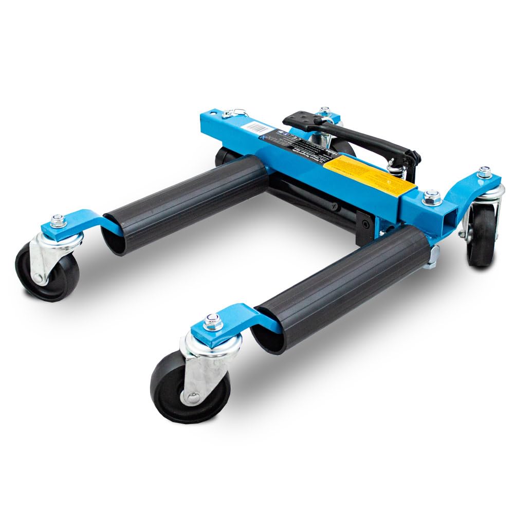 BITUXX 2 Stück PKW Rangierhilfe Rangierheber hydraulisch Wagenheber Auto Rangierroller Rangierheber belastbar bis 680 kg pro Rangierroller (Blau)