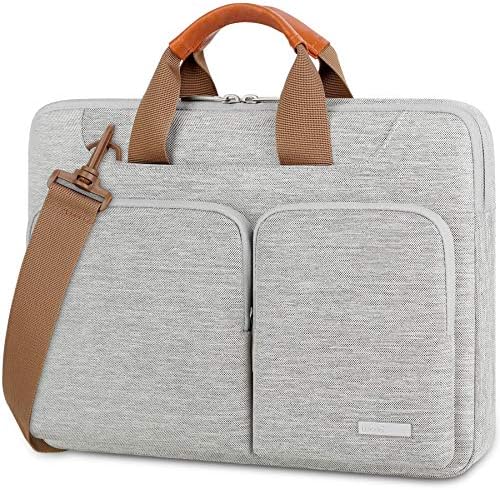 Lacdo 360° Protective Laptop Shoulder Bag Sleeve Case for 16 inch New MacBook Pro M3 Pro/Max M2 M1 Pro/Max A2991 A2780 A2485 A2141 2023-2019, 15 inch Microsoft Surface Laptop 5/4/3/2/1 Computer, Gray