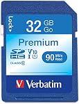 VERBATIM 32GB Premium SDHC Memory Card, UHS-I U1 Class 10, Blue (96871)