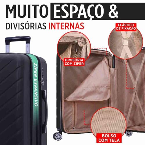 Mala de Viagem Boston Rígida 360° Santino G - ASDV223G (Preto)