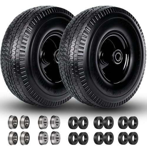 4.10/3.50-4' Flat Free Tire and Wheel, 10 Inch Solid...