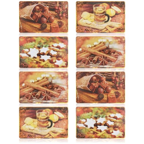 com-four® 8X Platzmatte für Weihnachten - Platzset mit Advents-Motiv...