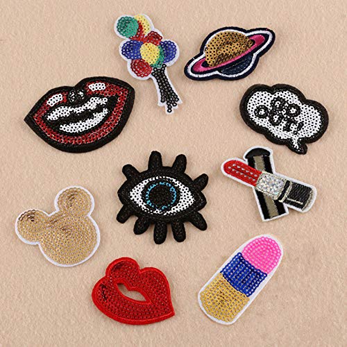 9pcs lipstick eyes hot air balloon sequin style Hierro en Parches � Pegatinas Bordado