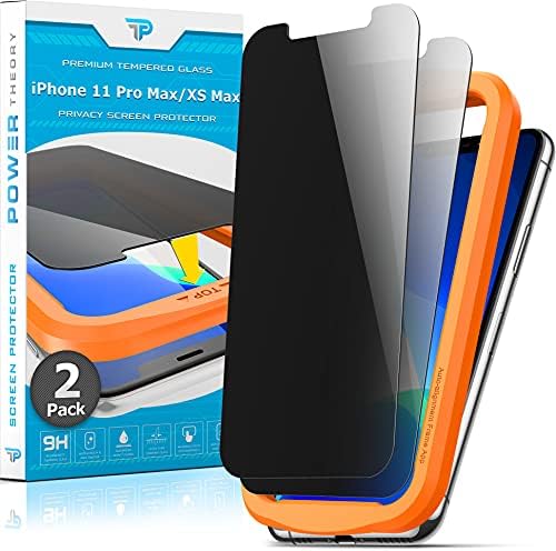 Power Theory Designed for iPhone 11 Pro Max, iPhone XS Max Privacy Screen Protector Tempered Glass Anti Spy protection [9H Hardness], Easy Install Kit, 99% HD Bubble Free Case Friendly, 2 Pack