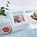 ONE MORE [15pcs] White Paper Cupcake Boxes,Valentines Day Cookie Gift Boxes with Clear Window, Auto-Popup Cupcake Containers Carriers Bakery Cake Box with Insert 4 Cavity (White,15)