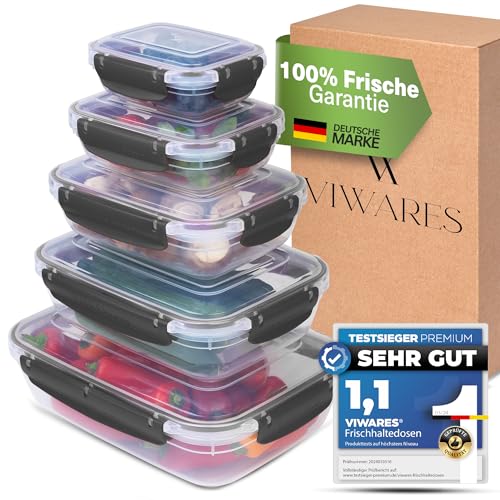 Viwares Frischhaltedosen mit Deckel - 5er Set - Aufbewahrungsbox mit Deckel Küche zur Lebensmittel Aufbewahrung - Praktisches Mikrowellengeschirr mit Deckel - Meal Prep Boxen Frischhaltedosen