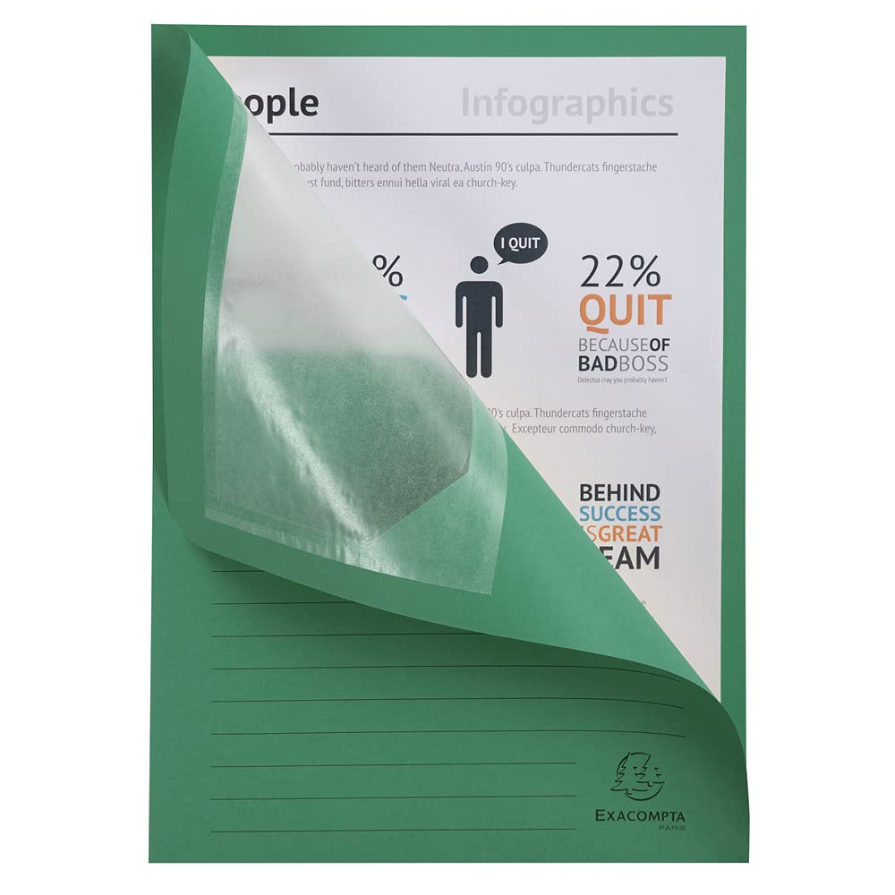Exacompta - Réf. 50000E - Paquet de 50 chemises à fenêtre sans plastique Forever® 120 g/m² - couleurs vives - 100% recyclées et certifiées Ange Bleu - dimensions 22x31 cm pour A4 - couleurs assorties