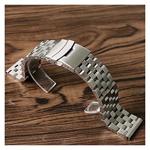 Bracelet montre 20mm 22mm acier inoxydable à maillons solides argent noir universel