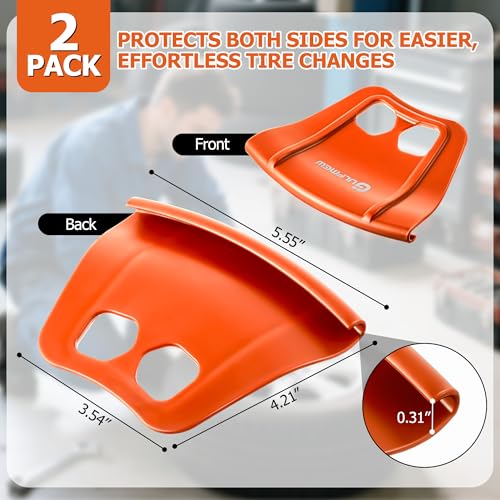 Image of 2 Rim Protectors for Tire Changing, Wheel Rim Guard Kit, Orange | Motorcycle, Bicycle, Scooter & E Bike, Tire Lever Protection, Non Slip, Durable, Reusable Maintenance Tool