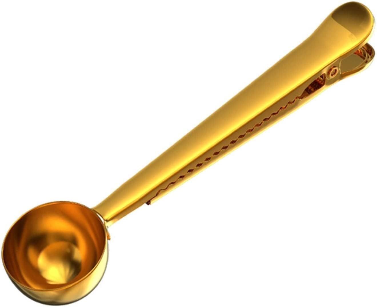 Löffel Restaurants Kaffeelöffel mit langem Griff und Clip Milchpulver Flüssigkeits-Gewürz-Messlöffel Kaffeezubehör Esslöffel Hause(Gold)