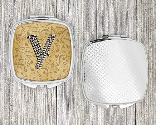 Espejo compacto de viaje decorativo con letra V y tema musical para mujeres y niñas, espejo plegable de mano para maquillaje, regalo, marca Caroline's Treasures miniatura 4