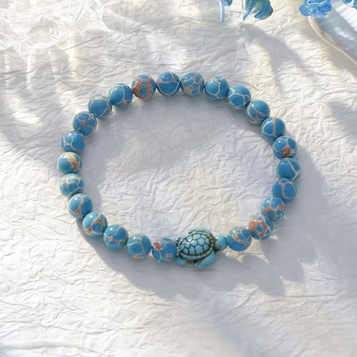 Haoze Sea Turtle Gifts for Women Natural Stone Bead Turtle Bracelet Gifts for Animal Lovers Inspirational Birthday Gift for Women Sister Best Friend3
