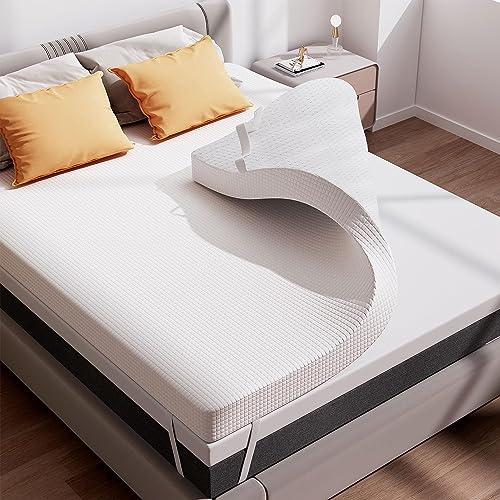 SINWEEK 2 Inch Gel Memory Foam Mattress Topper Twin Size, Ventilated High Density Pad for Back Pain, Bed Topper with Removable Soft Cover, CertiPUR-US Certified