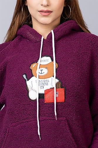 Image of Wear lusso Women Wool Blend Hooded Neck Sweatshirt with Hoodies | Full Sleeves Women's Winter Wear | Warm & Stylish Hoodie