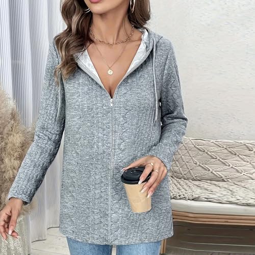 Cozy Gray Zip-Up Jacket for Women – Perfect for Brunch and Chilly Days! - Image 2