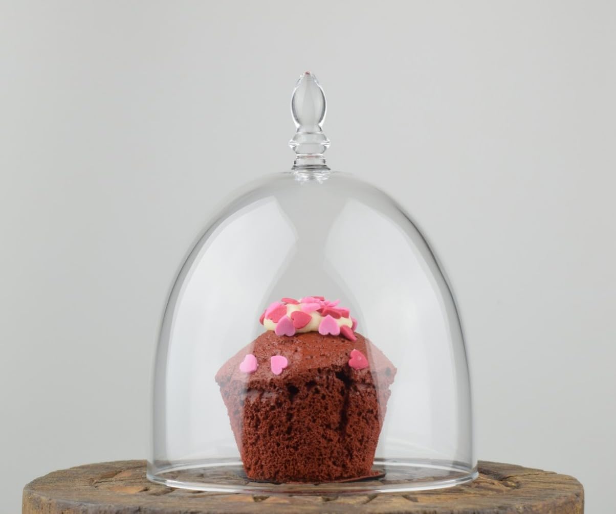 EMH Small Glass Display Cover Cloche Dome With Knob H:16.5 cm x 13.5 cm