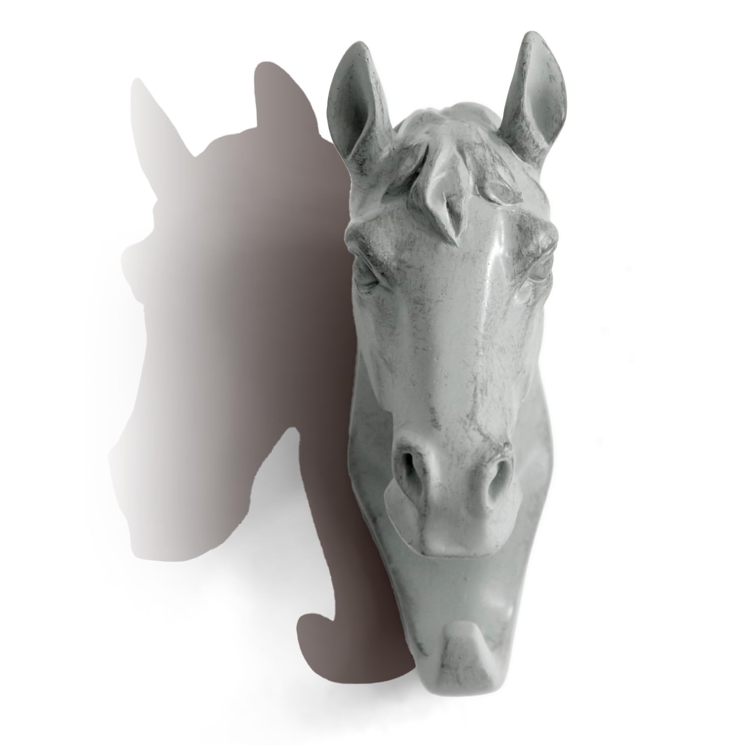 HERNGEE Horse Head Single Wall Hook/Hanger Animal Shaped Coat Hat Hook Heavy Duty, Rustic, Decorative Gift (Grey)